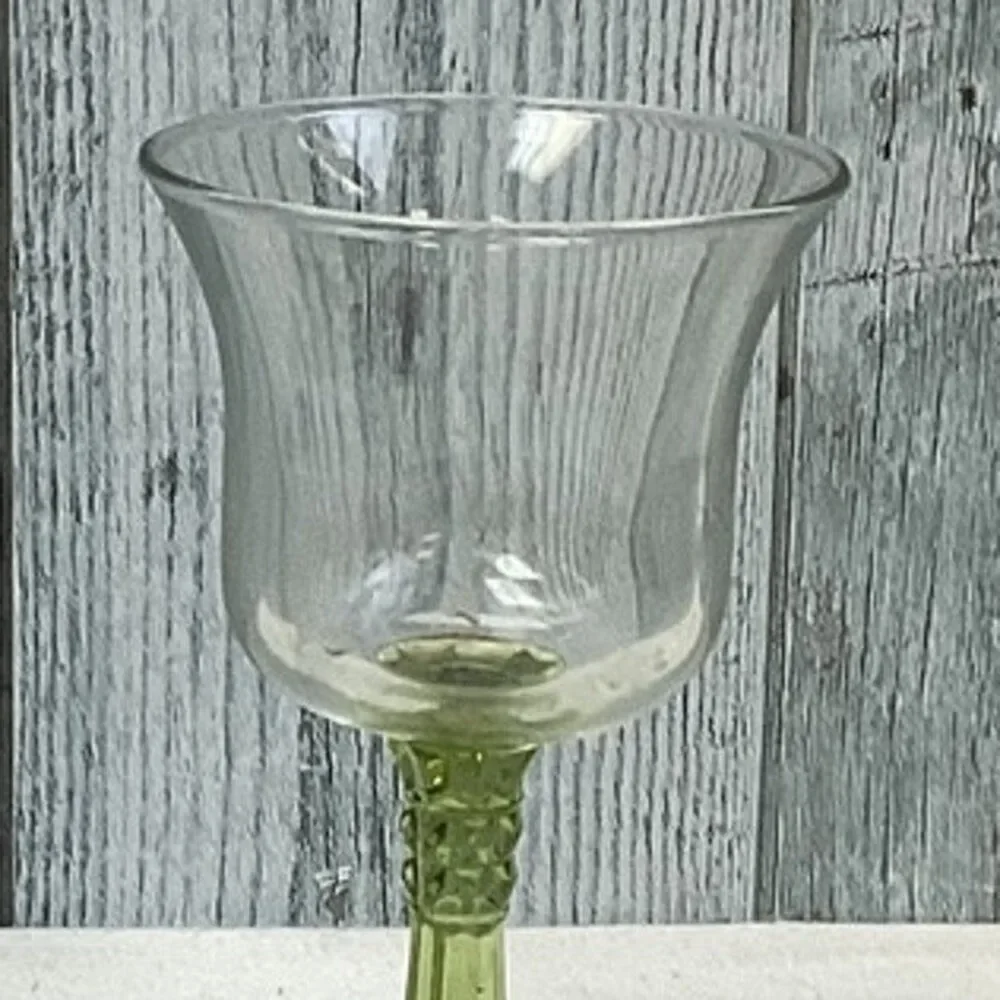 Set of 2 Vintage PartyLite Green Glass Stem Votive Tealight Candle Holders